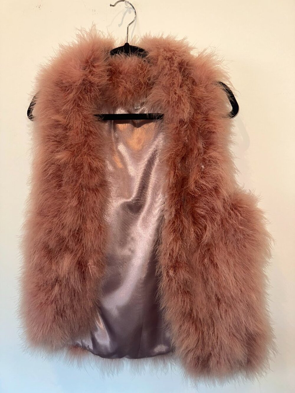 Hot & Delicious Dusty Rose Feather Vest Sleeveless Open Front Top